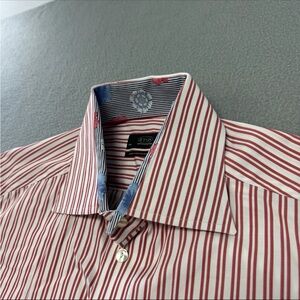 Eton Contemporary Shirt 42 16.5 Men's Button Up Long Sleeve White Red Floral